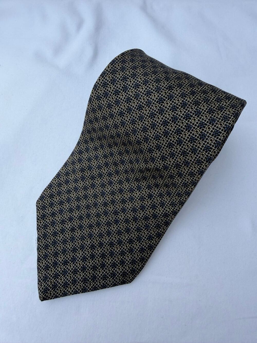 Vintage Nautica Micro Geometric Grid Tie 100% Silk 90s Men’s Necktie